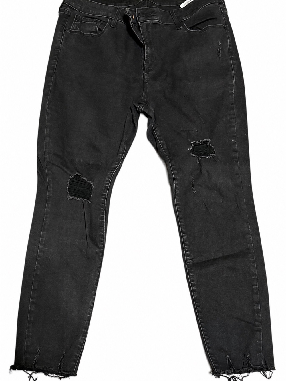 Old Navy Rockstar Super Skinny Ankle Jeans | Black Distressed | Size 16